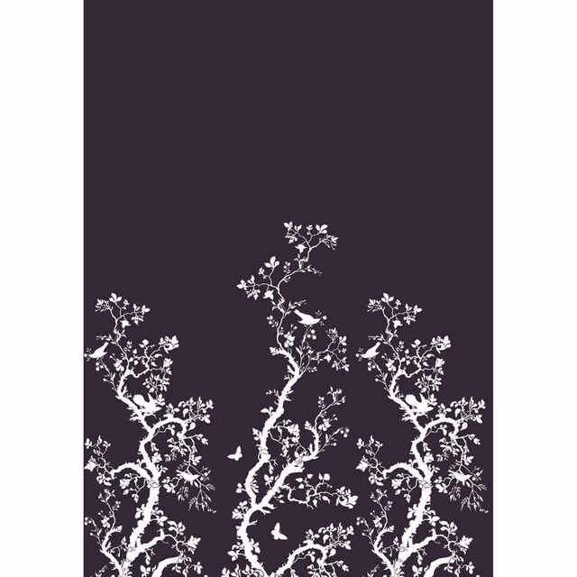 Birdbranch Wallpaper Panels White on Peregrine fabric