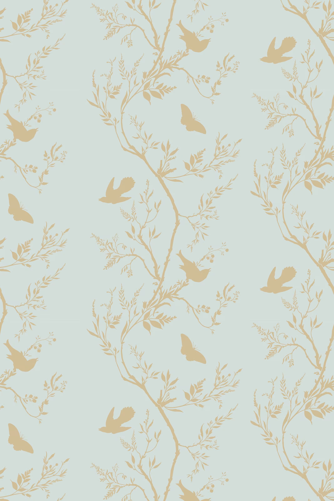 Birdbranch Stripe Wallpaper Gold Pearl on Mitchell fabric