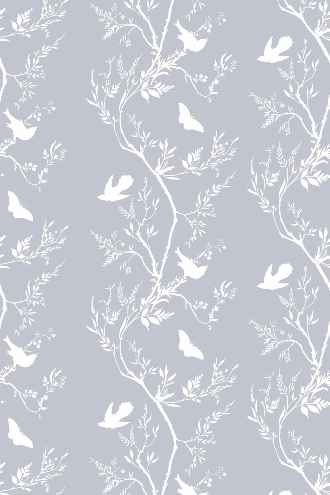 Birdbranch Stripe Wallpaper White on Pale Blue fabric