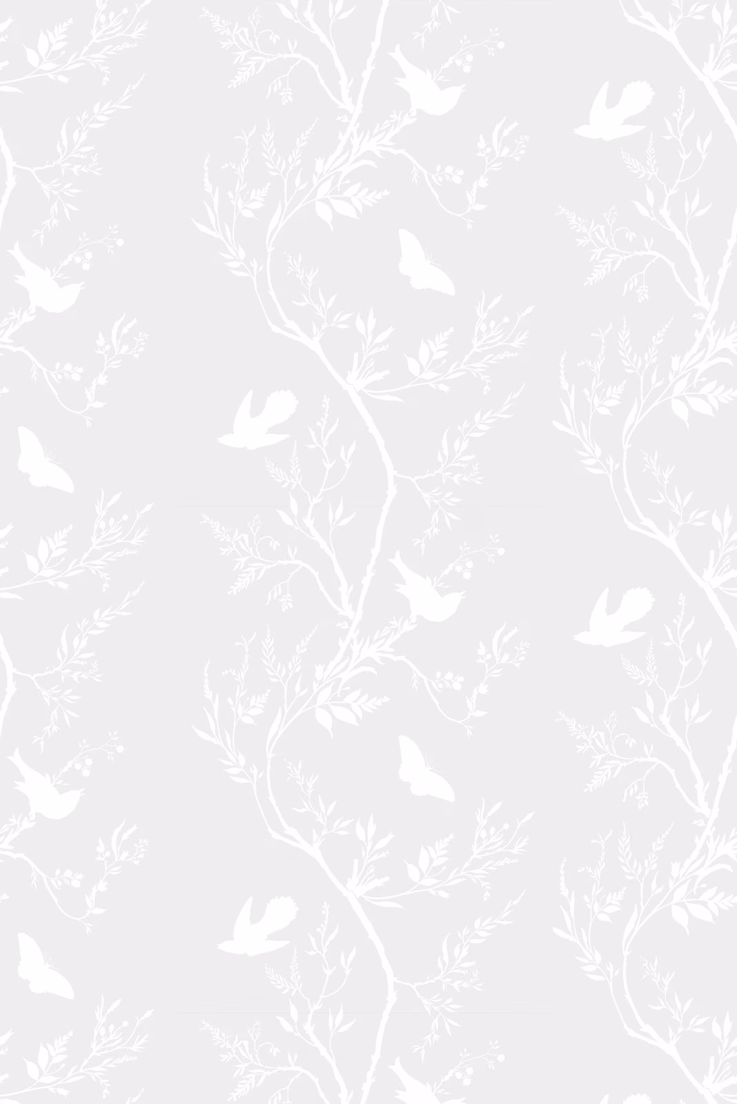 Birdbranch Stripe Wallpaper White on Silver fabric