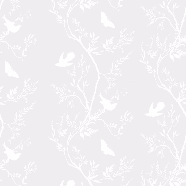 Birdbranch Stripe Wallpaper White on Silver fabric