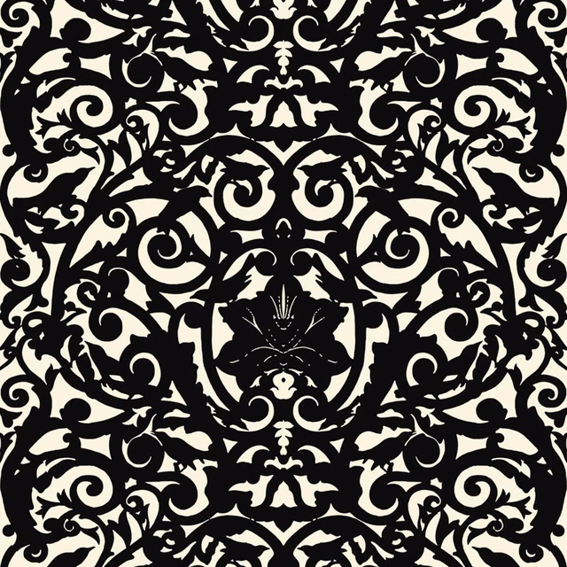 Birdcage Superwide Wallpaper Black on Ivory fabric