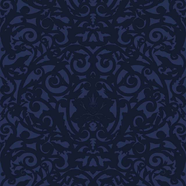 Birdcage Superwide Wallpaper Blue on Navy fabric