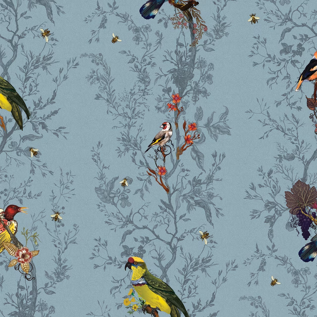 Birds N Bees Wallpaper Skye fabric