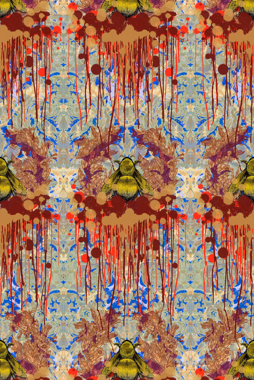 Bloody Empire Wallpaper Royal Blue fabric
