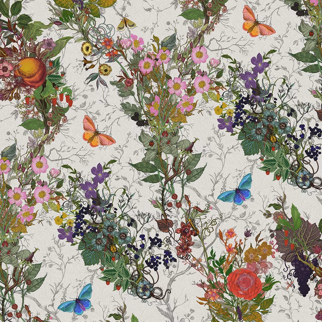 Bloomsbury Garden Cotton Linen Fabric Bone fabric