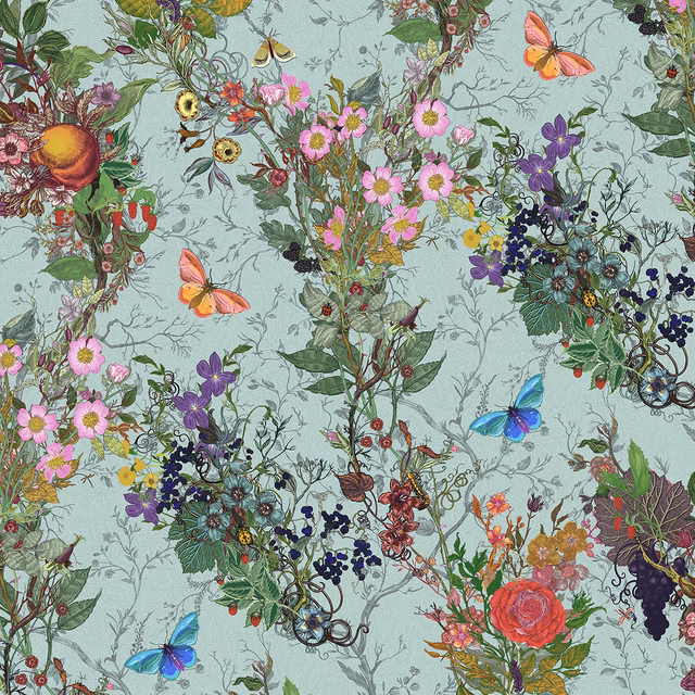 Bloomsbury Garden Cotton Linen Fabric Mint fabric