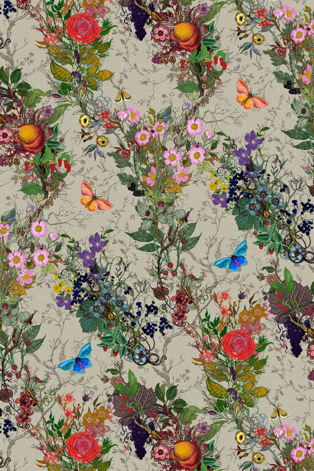 Bloomsbury Garden Fabric Khaki fabric
