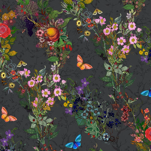 Bloomsbury Garden Wallpaper Barely Black fabric
