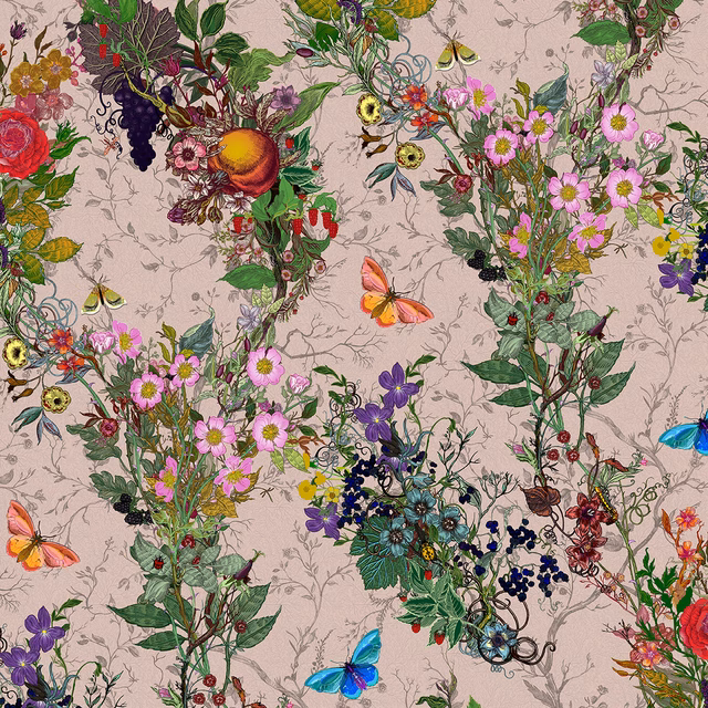 Bloomsbury Garden Wallpaper Dusted Pink fabric