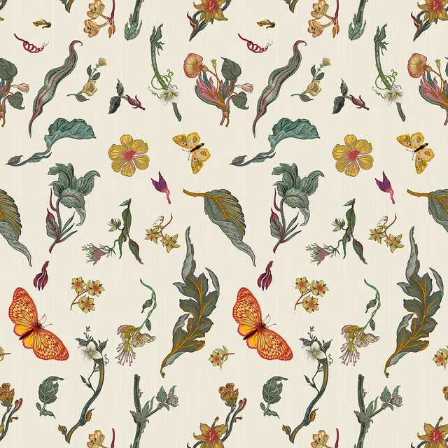 Botanicum Wallpaper Cream fabric