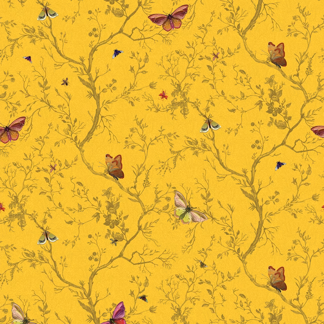 Butterflies Wallpaper Cadmium fabric