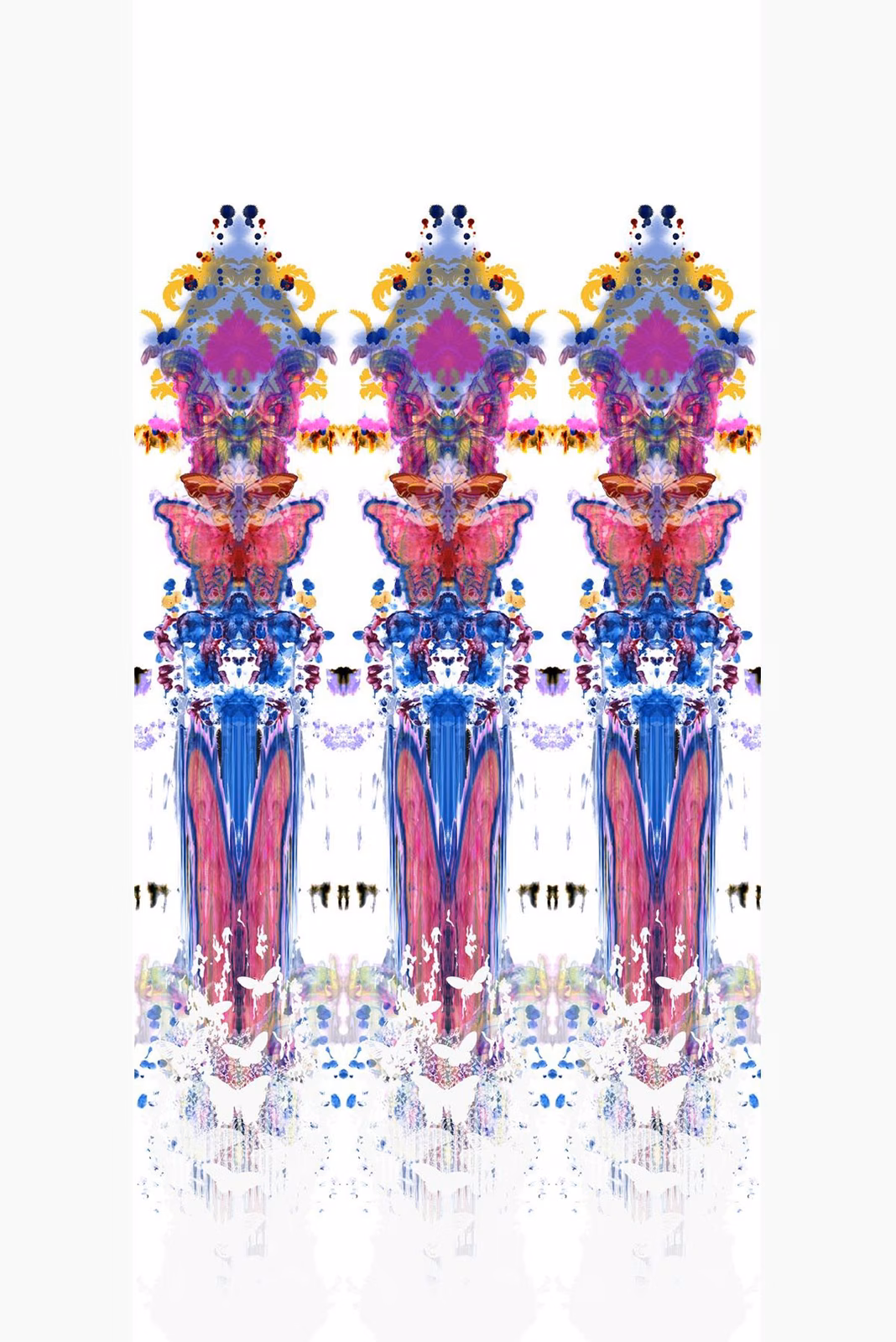 Butterfly Totem Damask Wallpaper Panels Original fabric