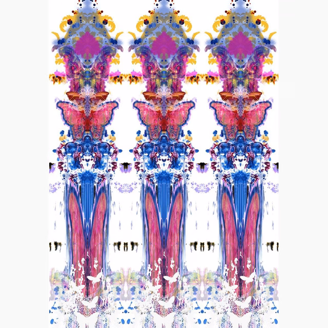 Butterfly Totem Damask Wallpaper Panels Original fabric