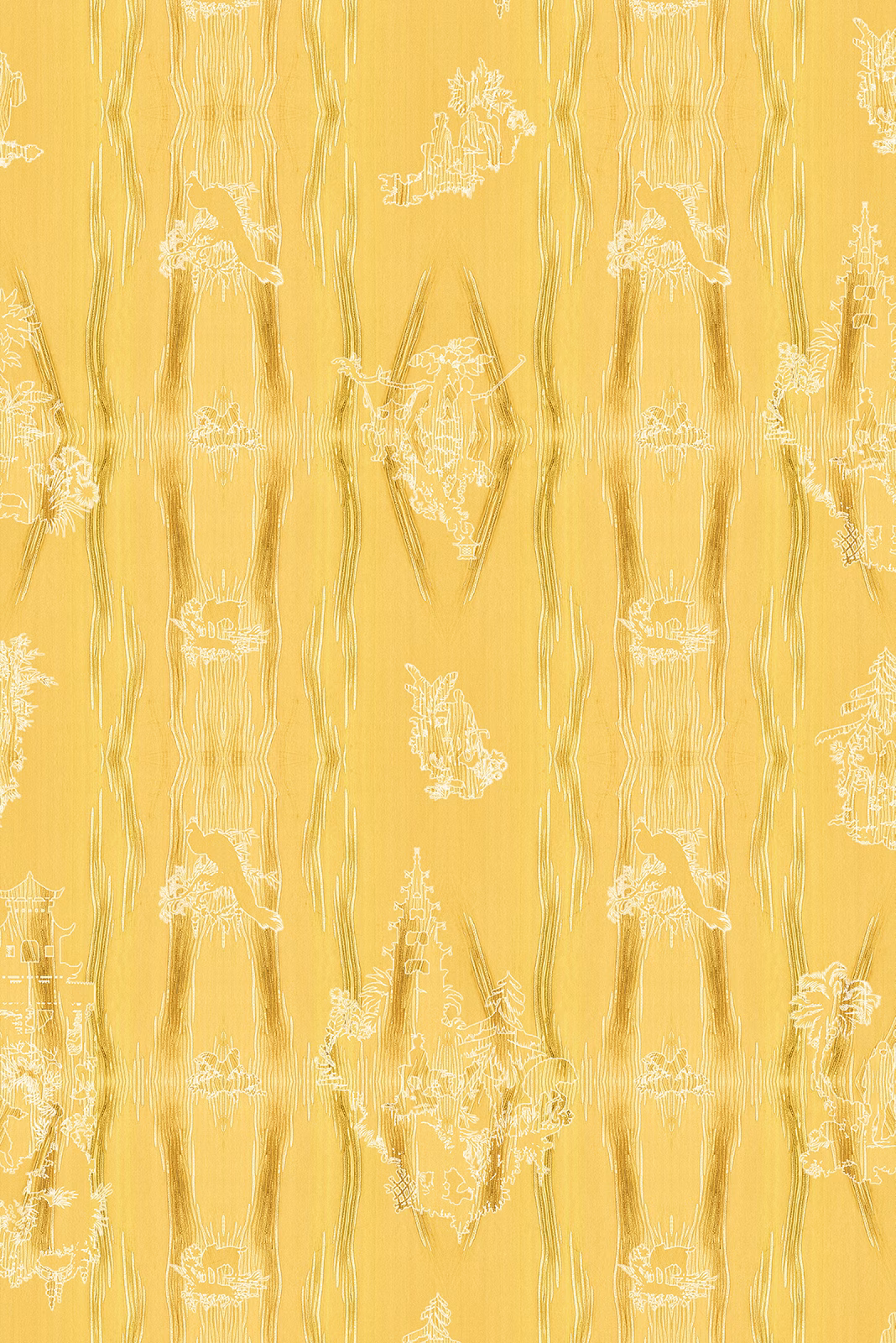 Chinoiserie Scenic Wallpaper Flax fabric