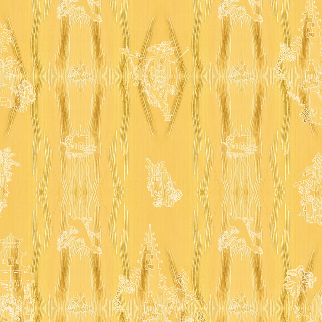 Chinoiserie Scenic Wallpaper Flax fabric