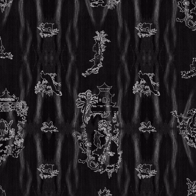 Chinoiserie Scenic Wallpaper Peppercorn fabric