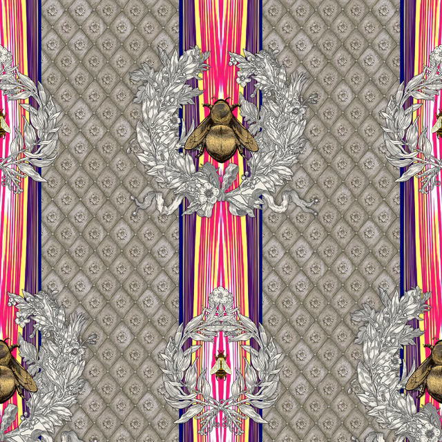 Civic Bee Wallpaper Grey fabric