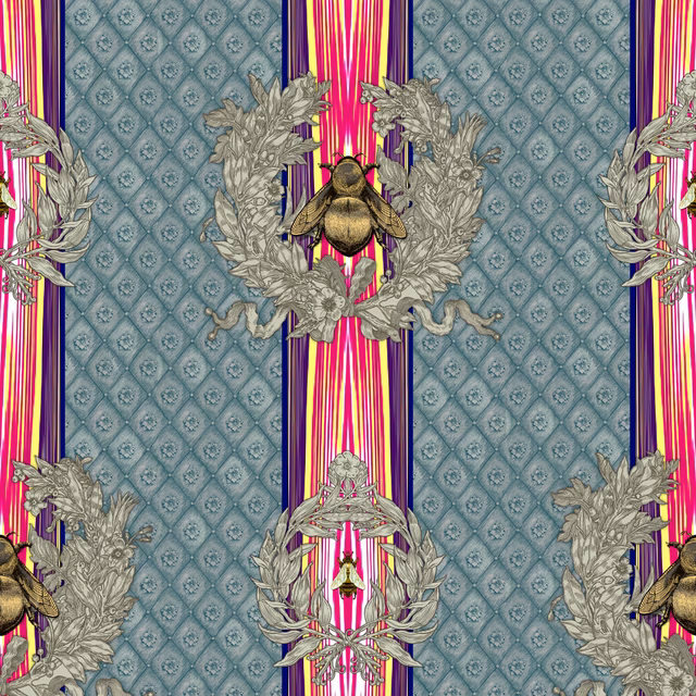 Civic Bee Wallpaper Teal fabric
