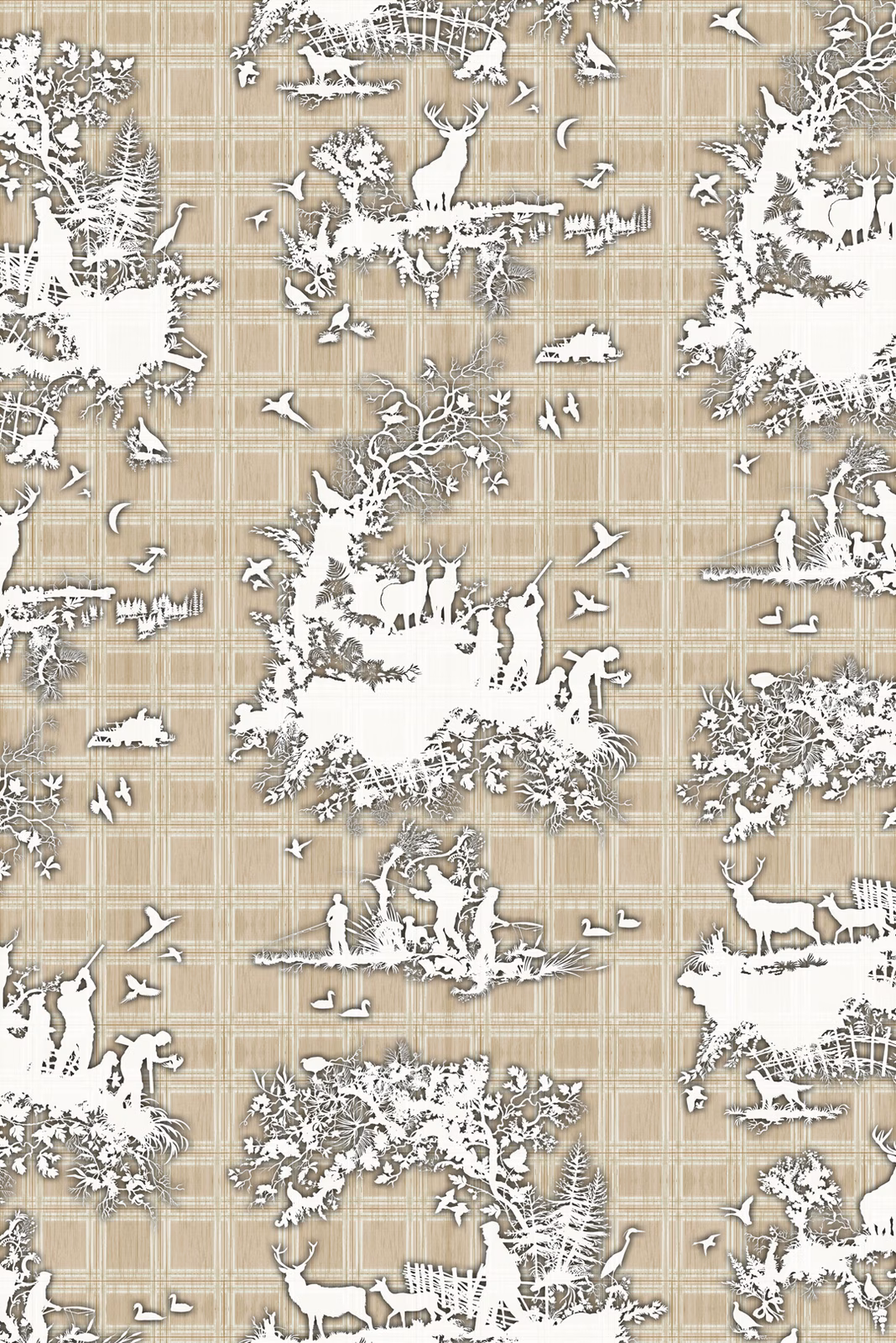 Classic Hunt Wallpaper Beige fabric