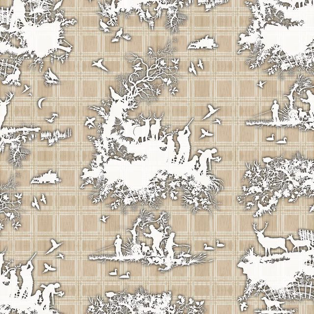 Classic Hunt Wallpaper Beige fabric