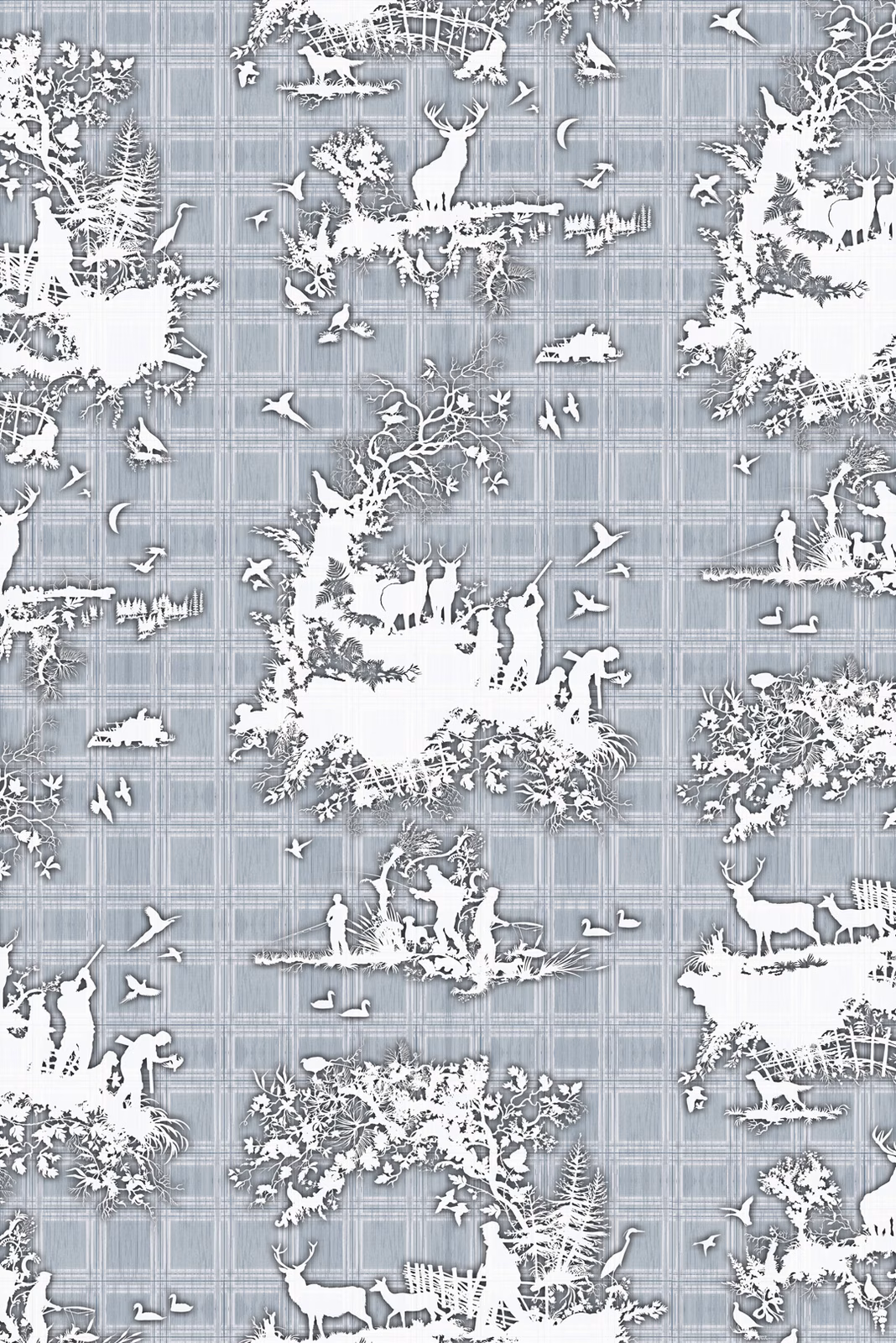 Classic Hunt Wallpaper Blue fabric