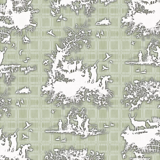 Classic Hunt Wallpaper Sage fabric