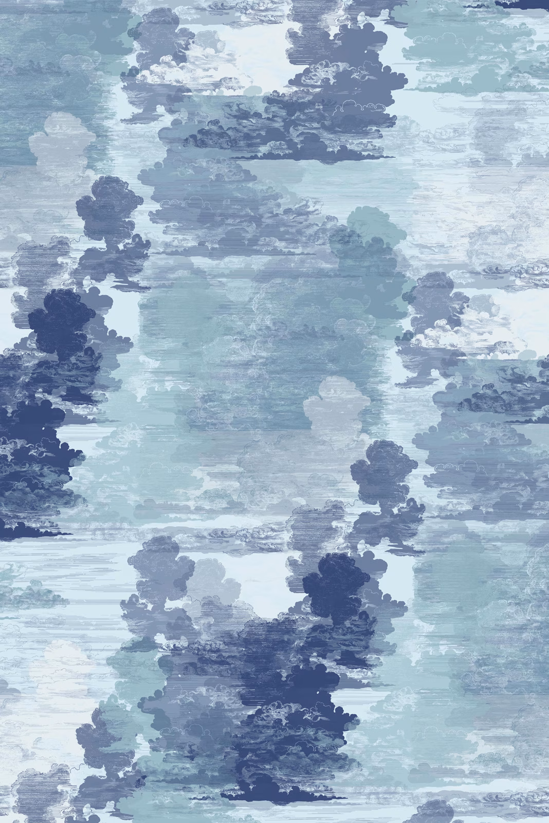 Cloud Toile Wallpaper Blues fabric