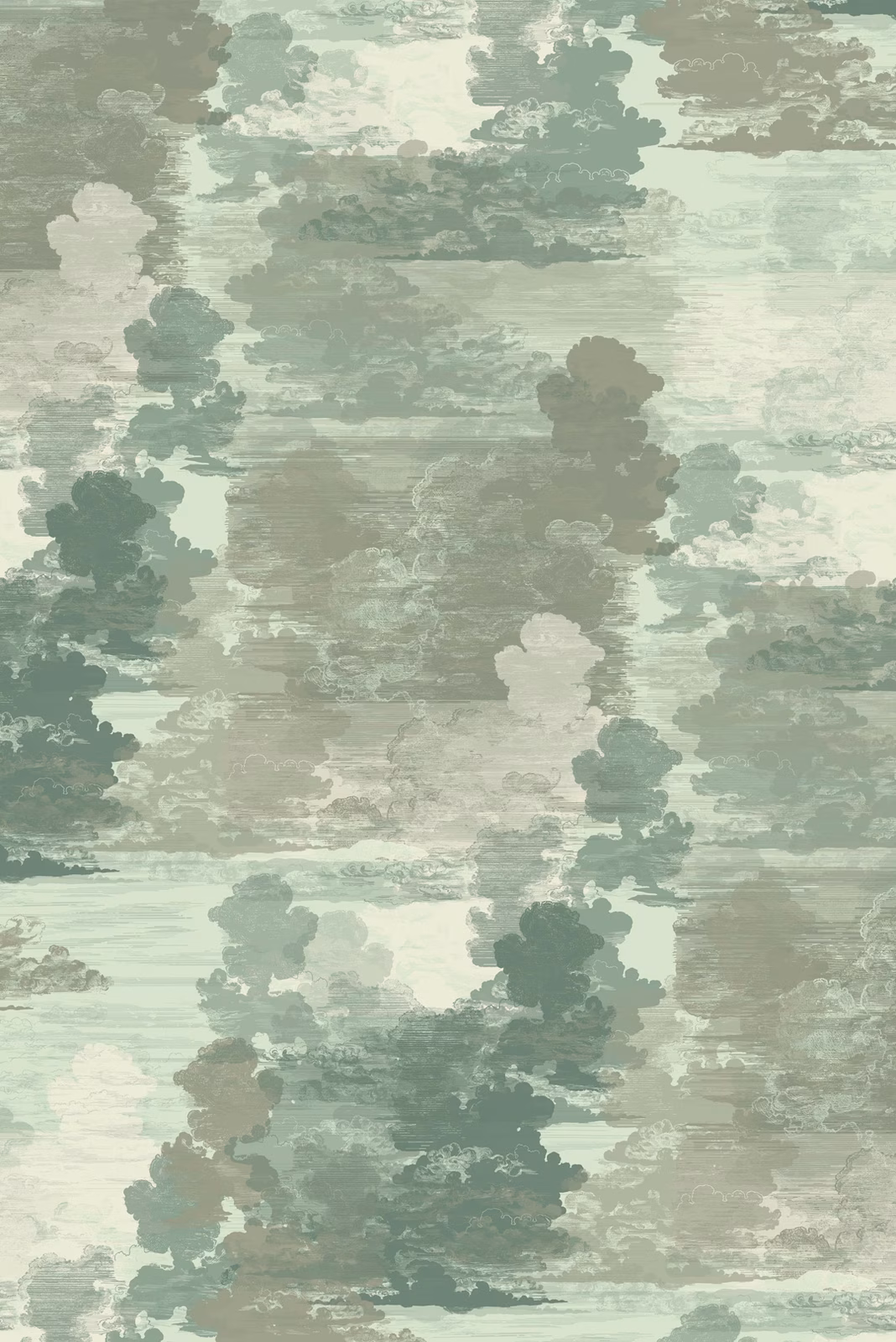 Cloud Toile Wallpaper Greens fabric