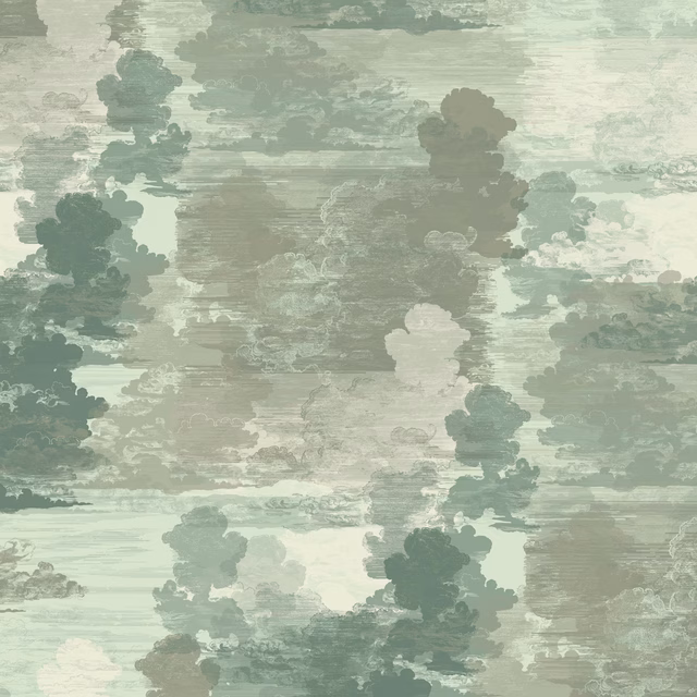Cloud Toile Wallpaper Greens fabric