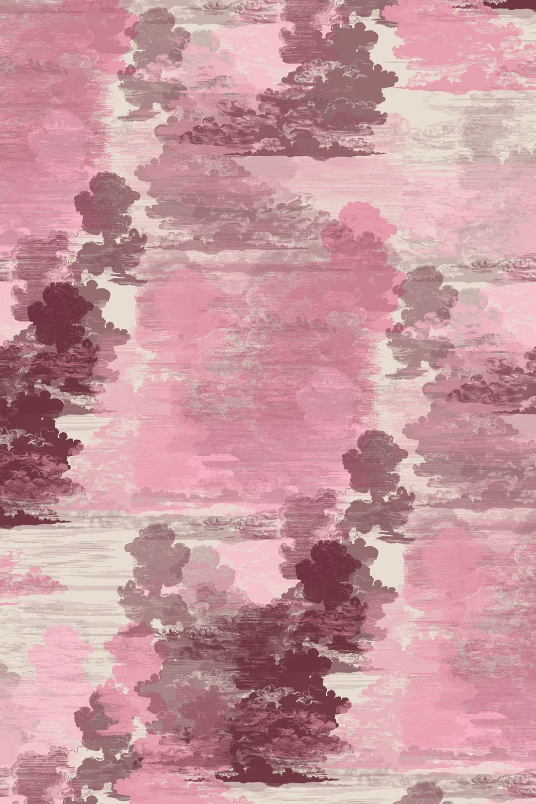 Cloud Toile Wallpaper Pinks fabric