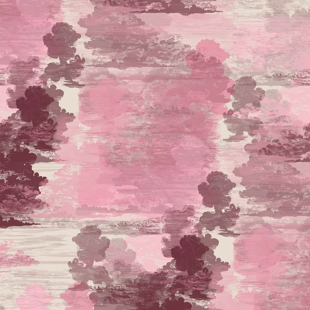 Cloud Toile Wallpaper Pinks fabric