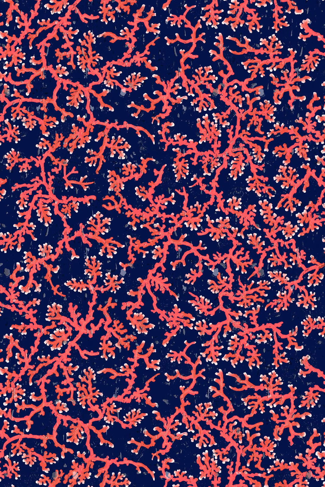Coral Cork Wallpaper Navy Blue fabric
