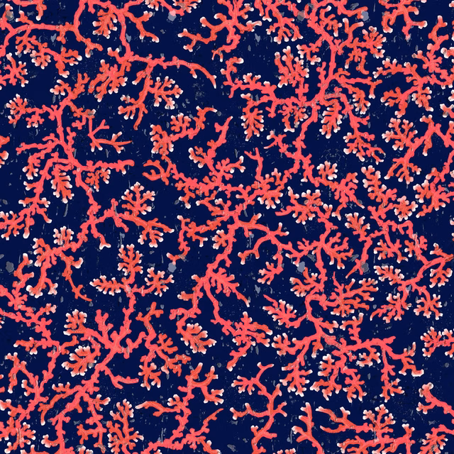 Coral Cork Wallpaper Navy Blue fabric