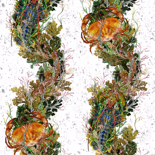 Crab And Lobster Cork Wallpaper Original fabric