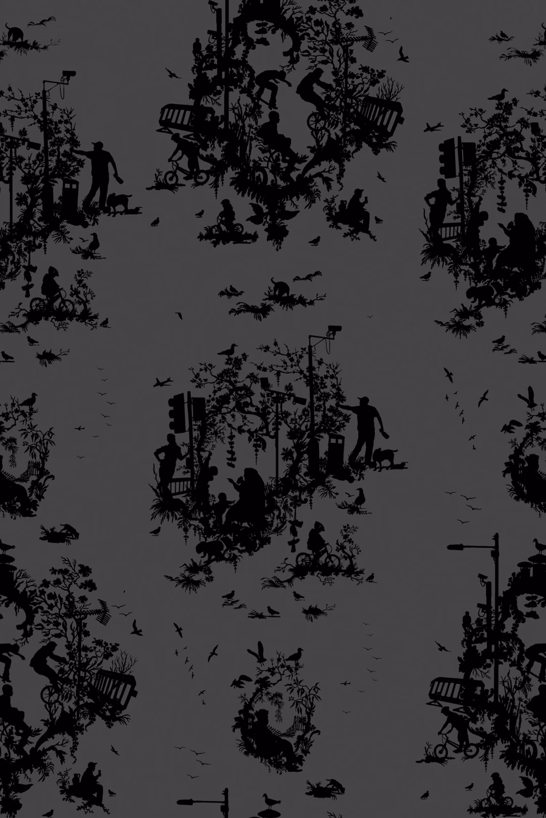 Decouper 3 Wallpaper Black on Black fabric