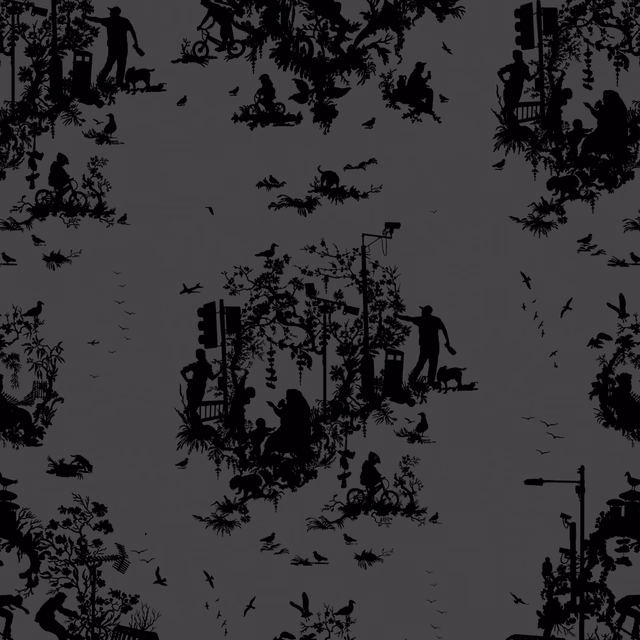 Decouper 3 Wallpaper Black on Black fabric