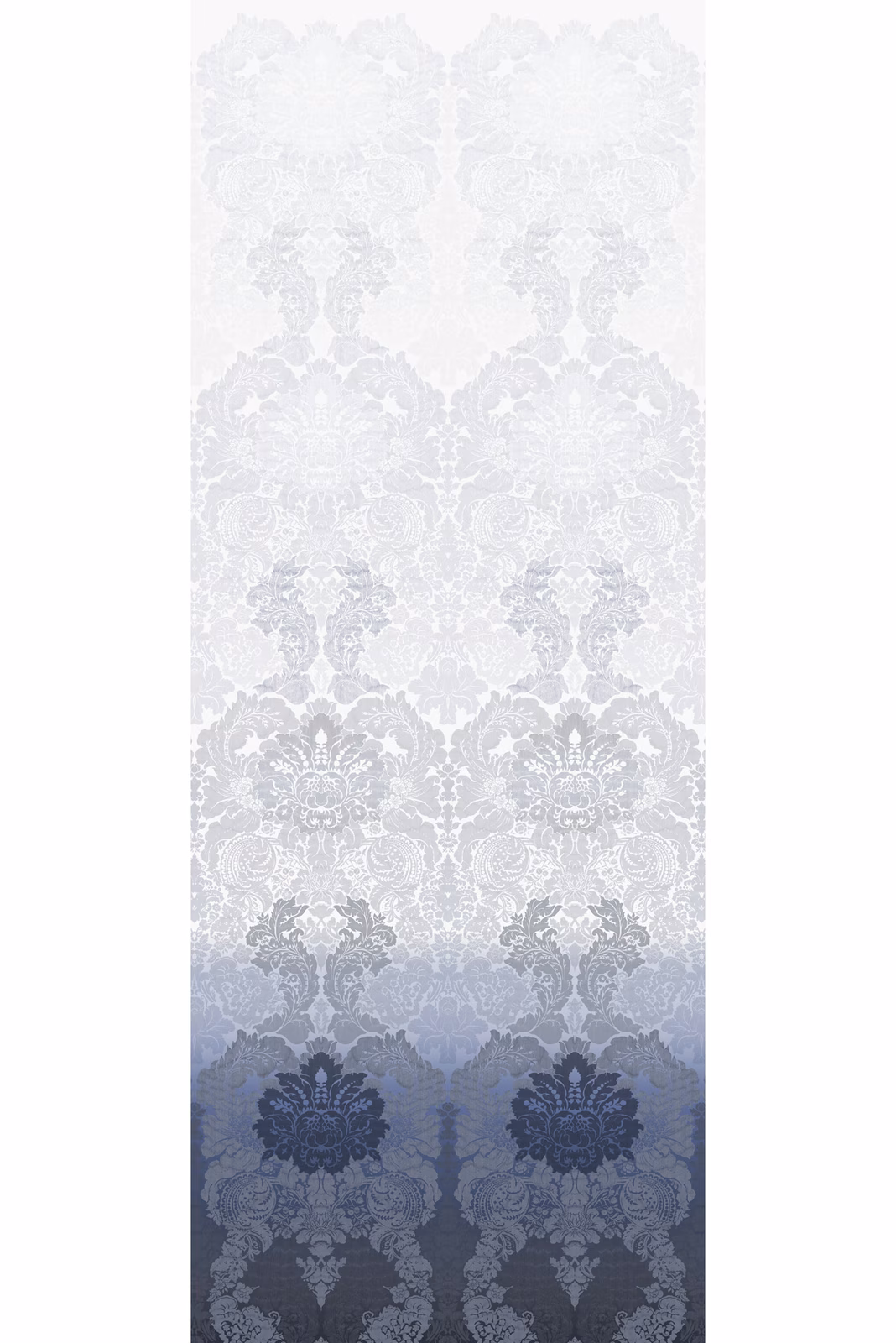 Disappearing Damask Superwide Wallpaper Panel Blue fabric