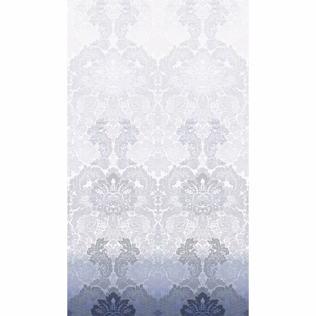 Disappearing Damask Superwide Wallpaper Panel Blue fabric