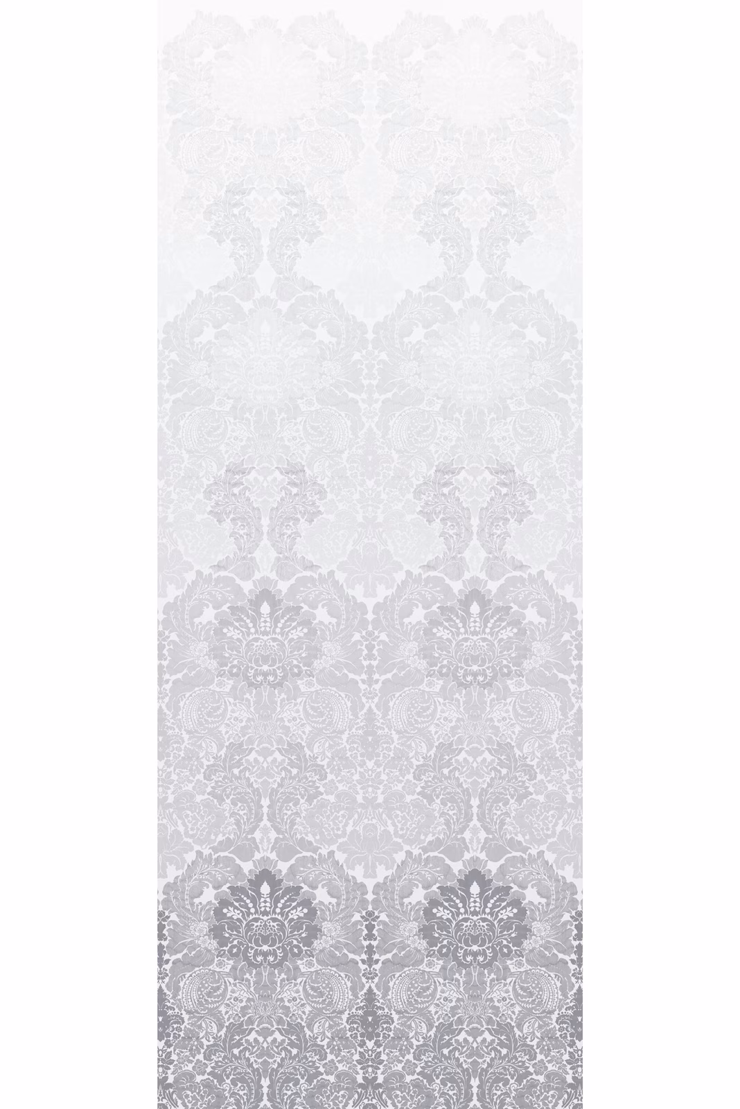 Disappearing Damask Superwide Wallpaper Panel Grey fabric