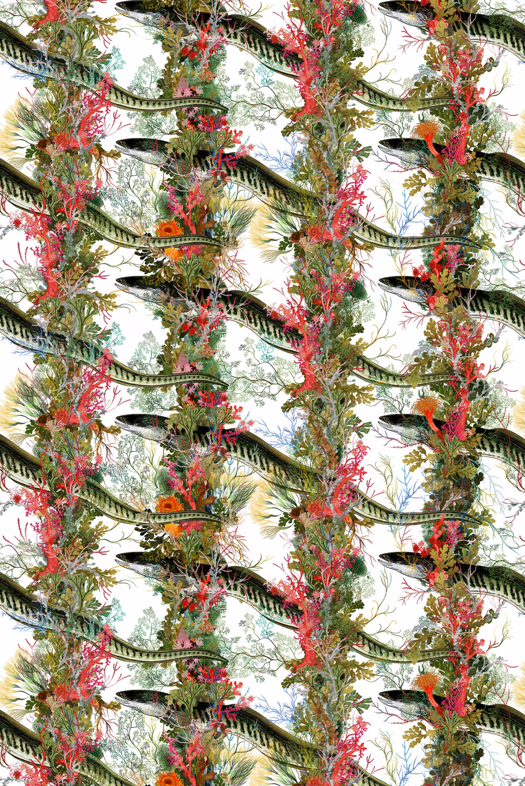 Eel Colonnade Wallpaper White fabric