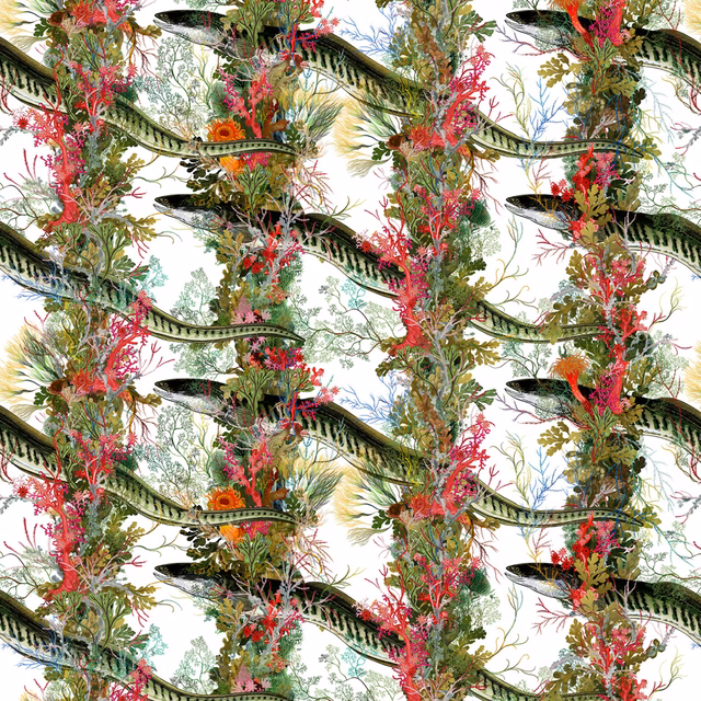 Eel Colonnade Wallpaper White fabric