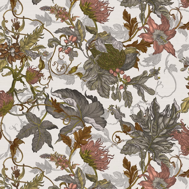 Epic Botanic Superwide Wallpaper Terra Calda fabric