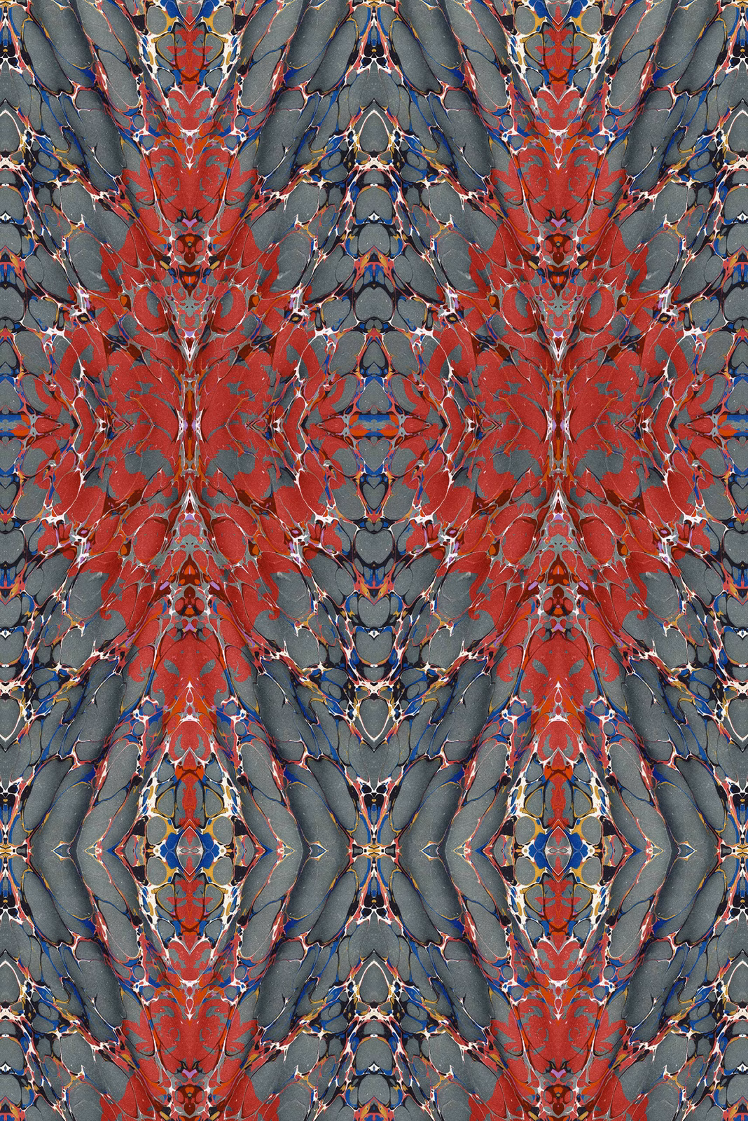 Ex Libris Velvet Fabric Brick Red on Charcoal fabric