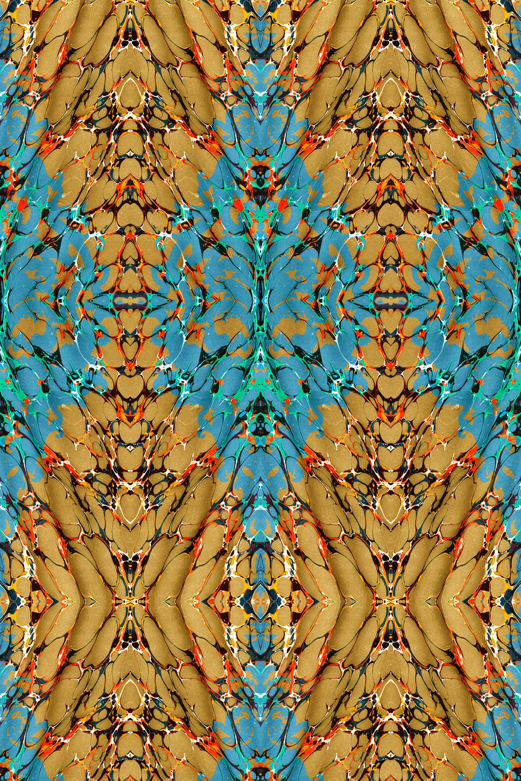 Ex Libris Wallpaper Jasper on Old Gold fabric