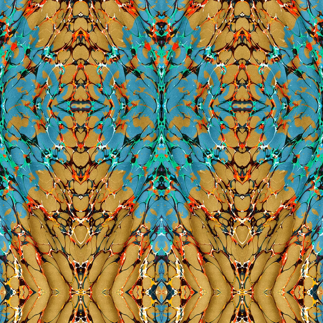 Ex Libris Wallpaper Jasper on Old Gold fabric