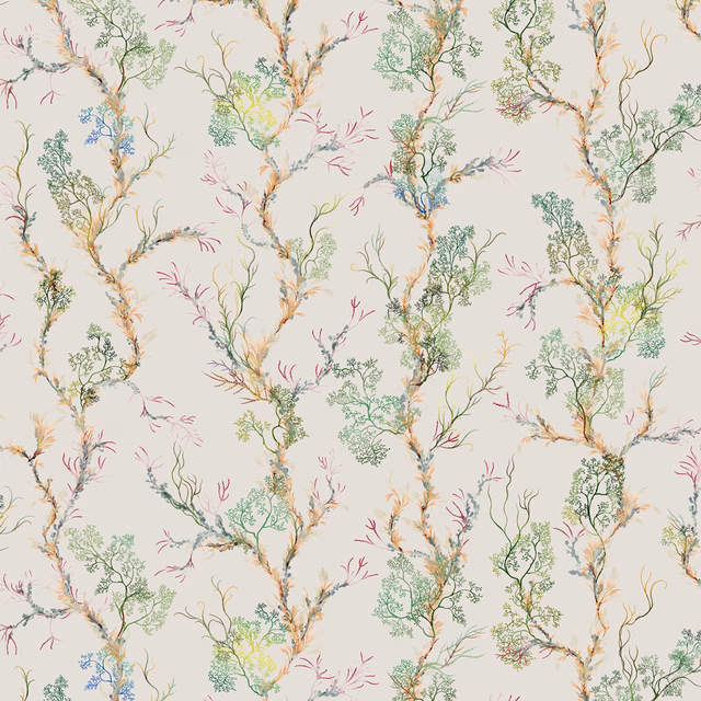 Fine Seaweed Faux Suede Wallpaper Original fabric