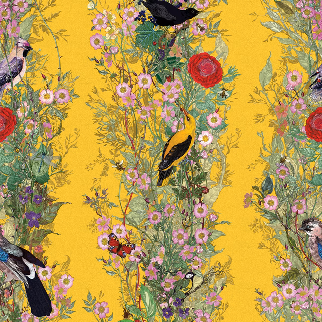 Fruit Looters Wallpaper Cadmium fabric