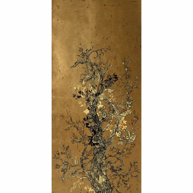 Golden Oriole Wallpaper Panel Gold Panel B1 fabric