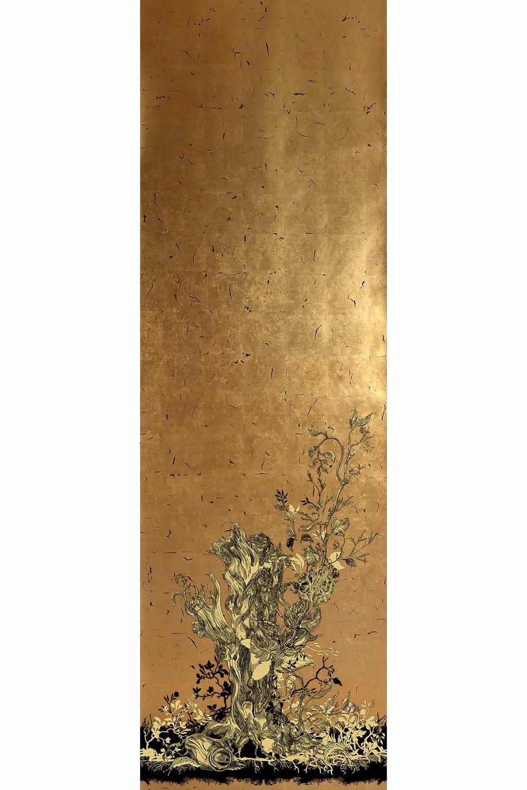 Golden Oriole Wallpaper Panel Gold Panel C1 fabric